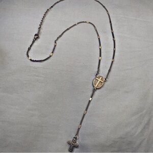 Gold Cross Rosary Necklace